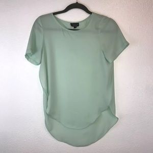 Topshop Mint sheer Blouse short sleeve career scoop neck size 2